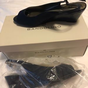 Navy blue low heel shoe .